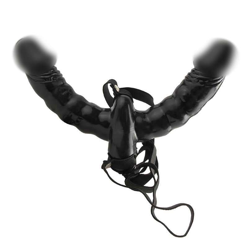 Страпон двойной с вибрацией "Fetish" черный 
