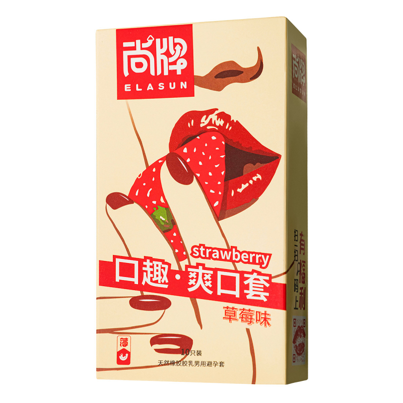 Презервативы оральные "Elasun Strawberry" с ароматом и вкусом клубники, 10шт 