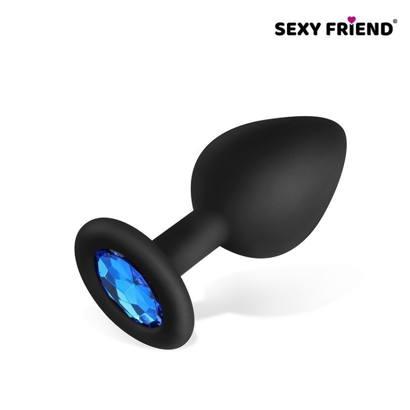Пробка с голубым кристаллом "Sexy Friend" черная, M 