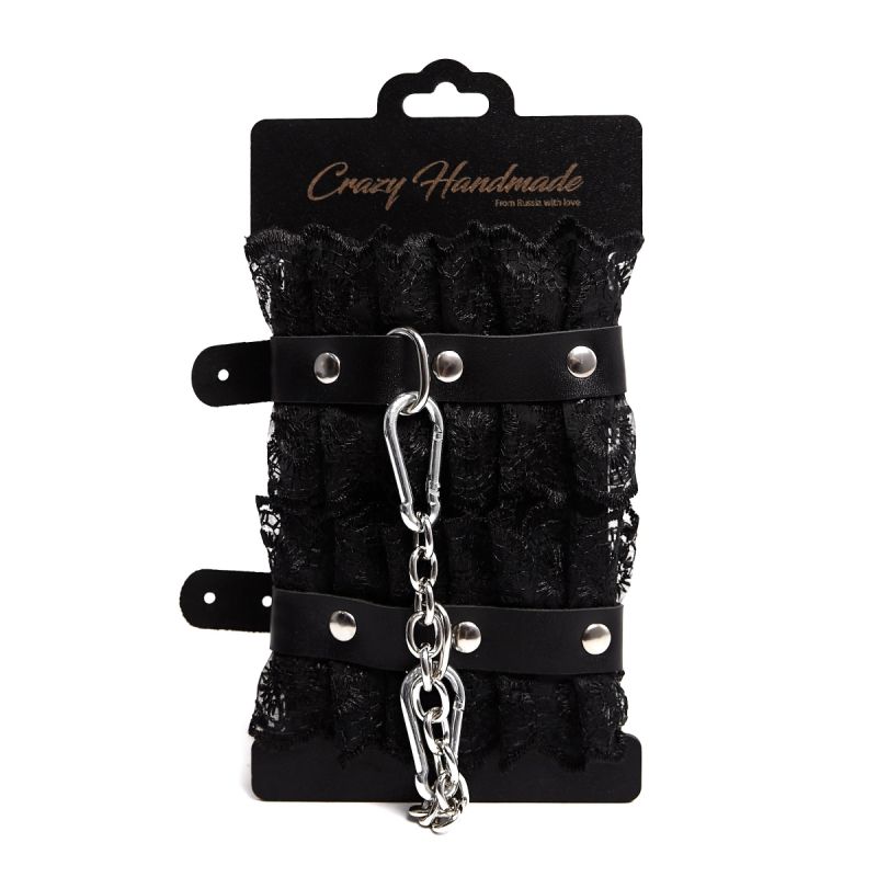 Наручники "Crazy Handmade" черное кружево 